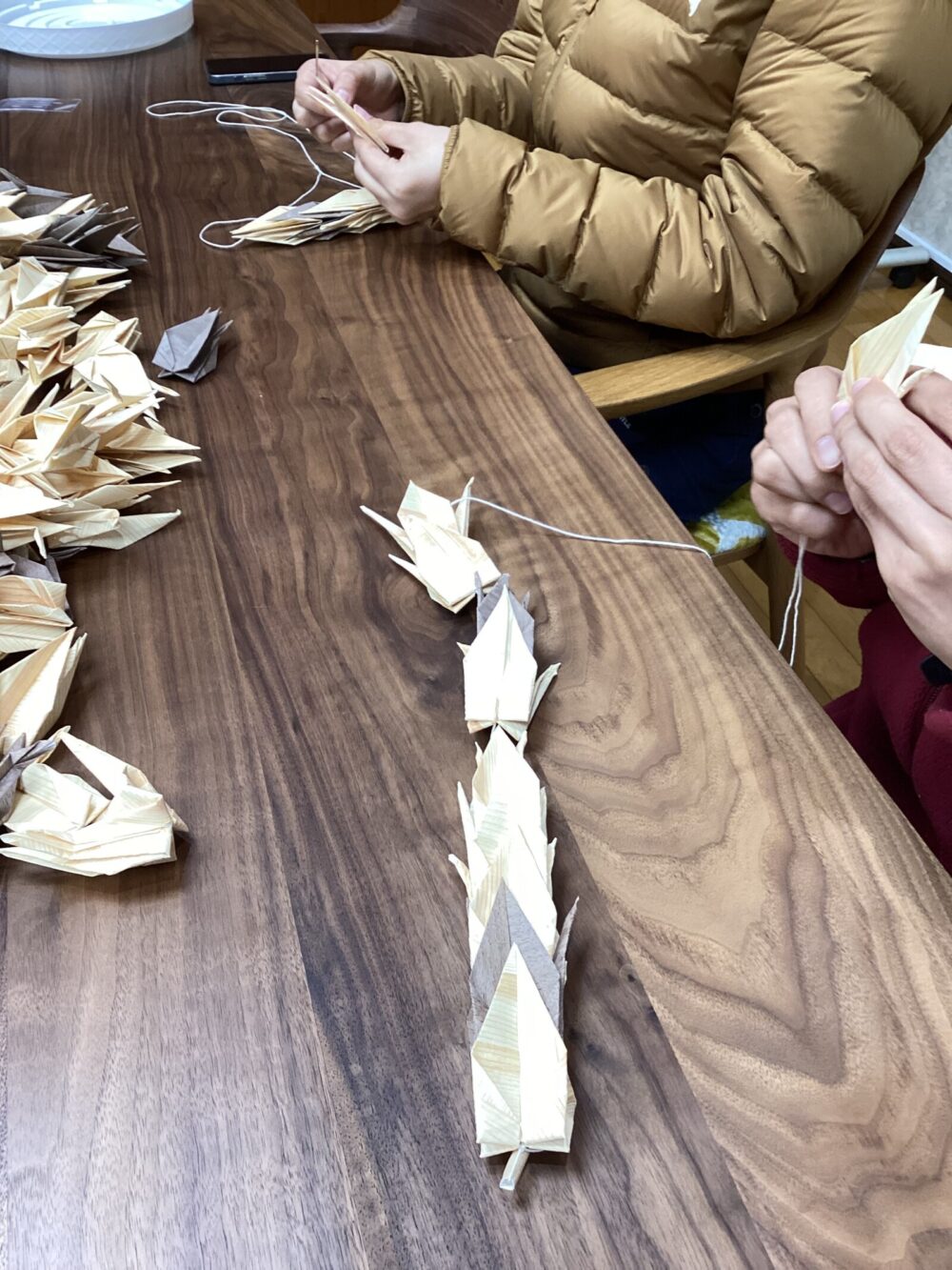 Thousand paper cranes project with wooden origami2